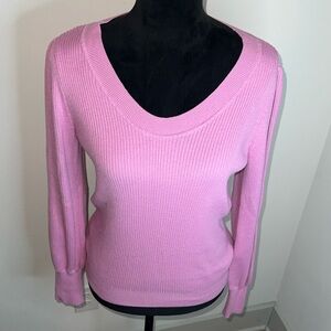 LOFT ribbed sweater puff long sleeves round neckline sz M